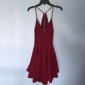 Red V-Neck Dress